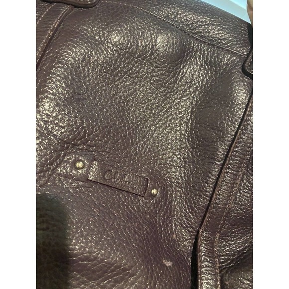 Cole Haan Gramercy Archer Purple Leather Shoulder Bag Handles Crossbody Strap - Picture 12 of 14